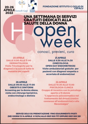 Open week per la salute della donna 20-26 aprile 2022