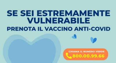 Vaccino anti-Covid per estremamente vulnerabili, prenotazioni anche via mail*