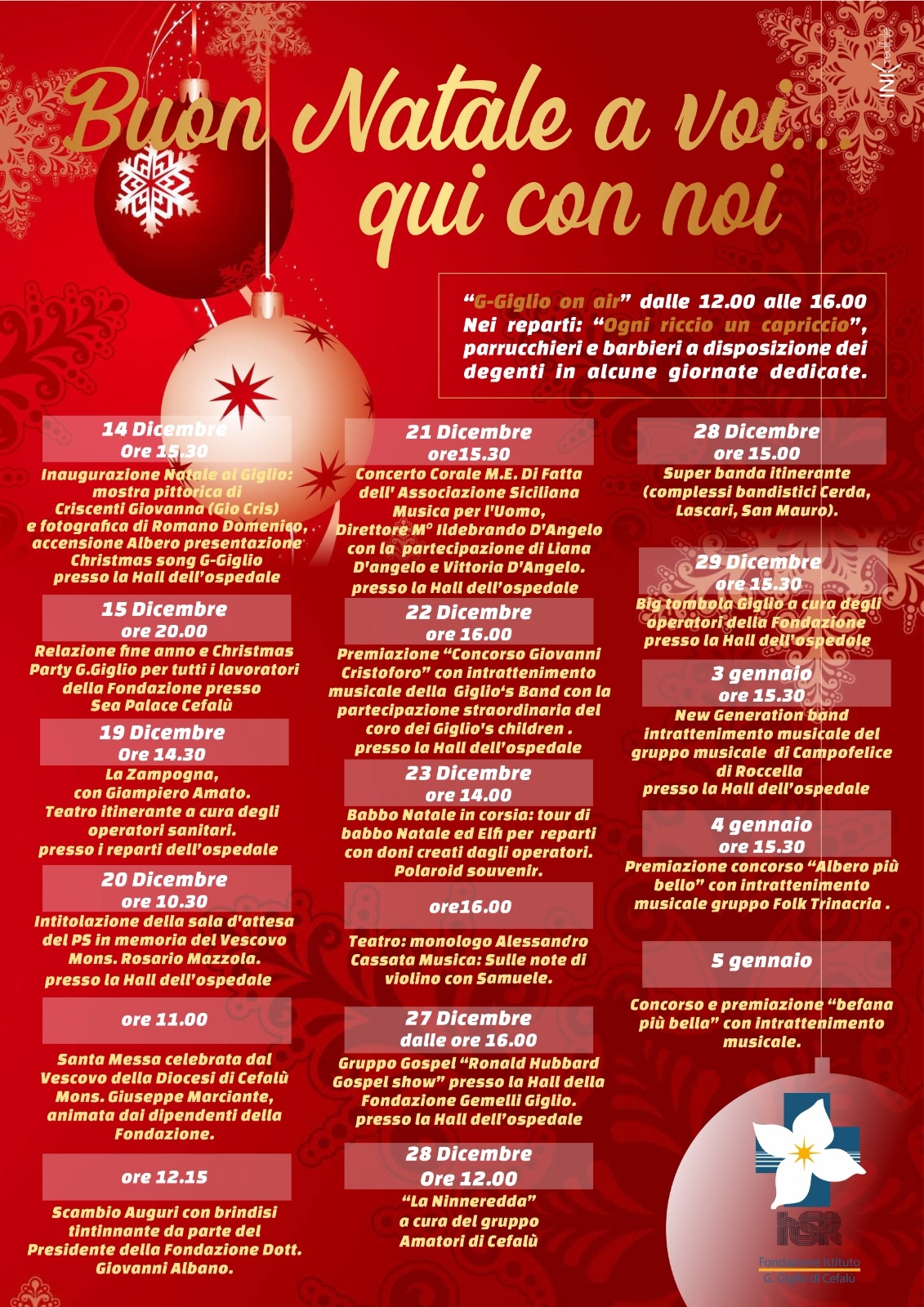 Il programma Buon Natale a voi qui con noi
